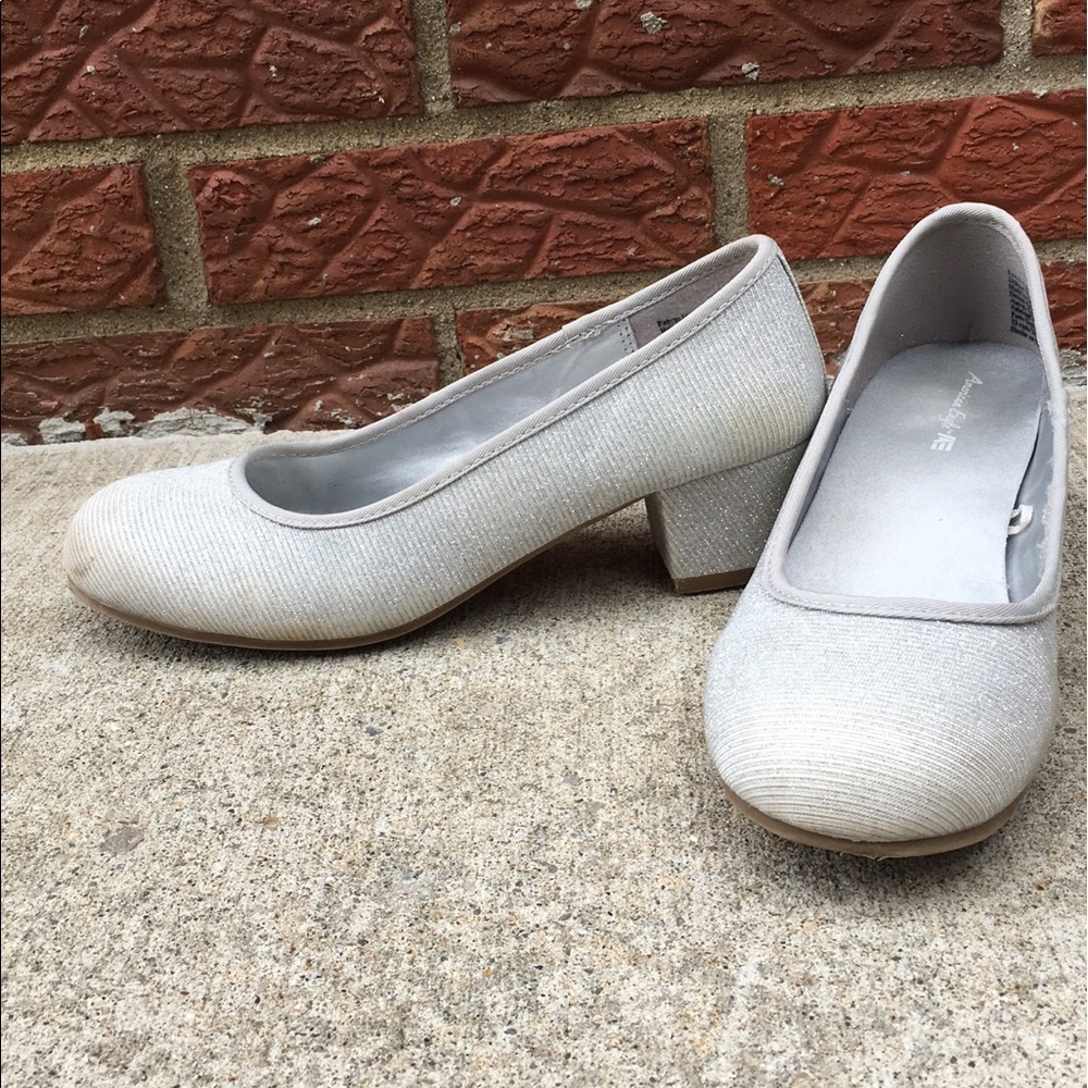 Glittery silver heels